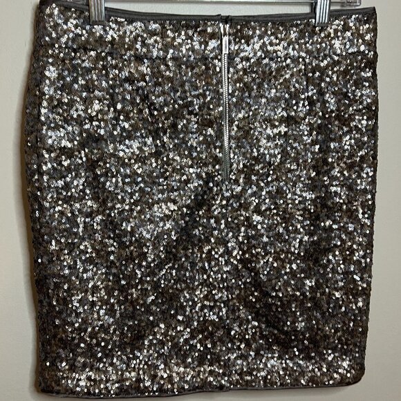 Cache Sequin Mini Skirt in Silver Size 8 - Picture 3 of 7